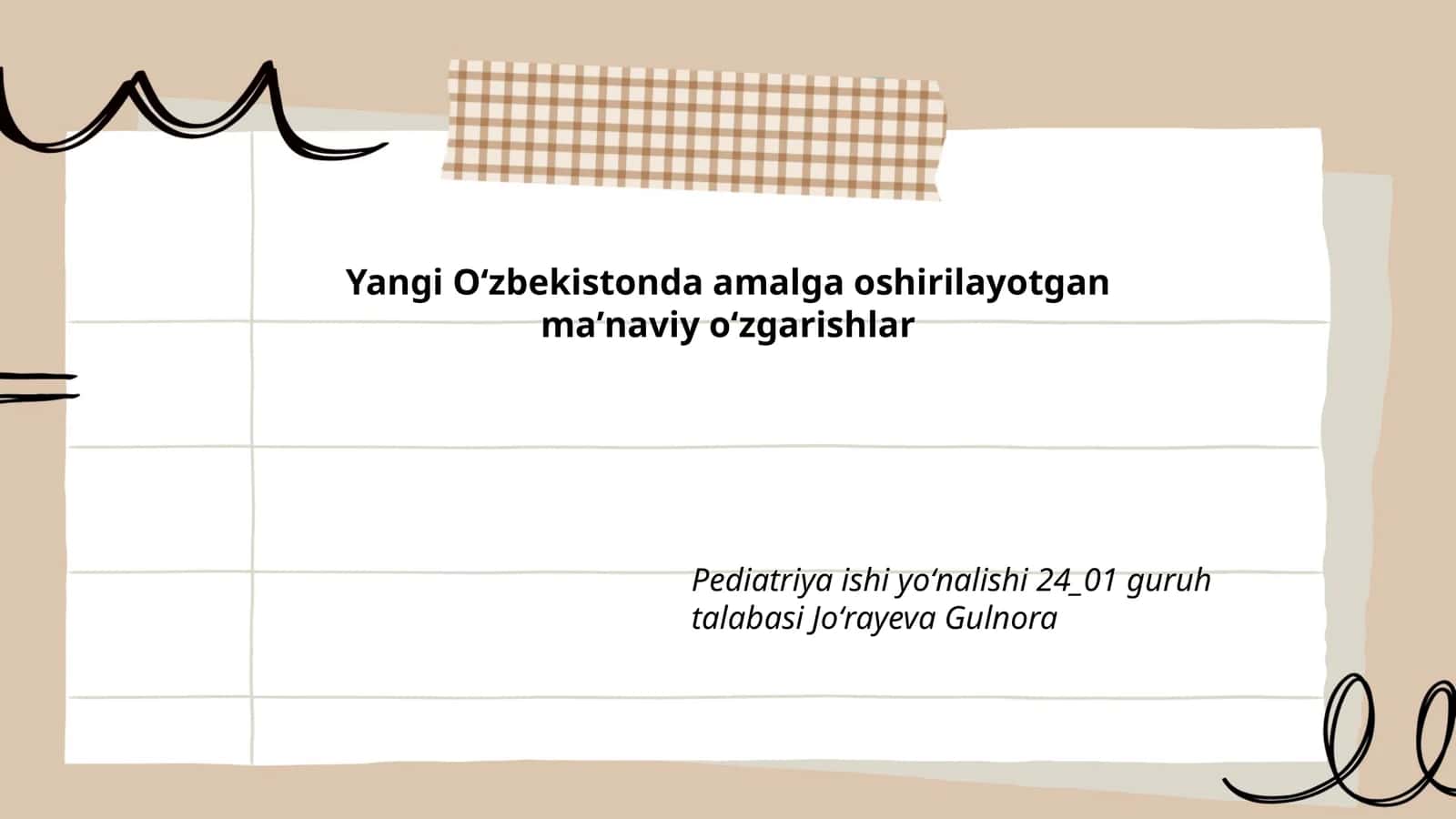 Pediatriya ishi yoʻnalishi 24_01 guruh talabasi Joʻrayeva Gulnora