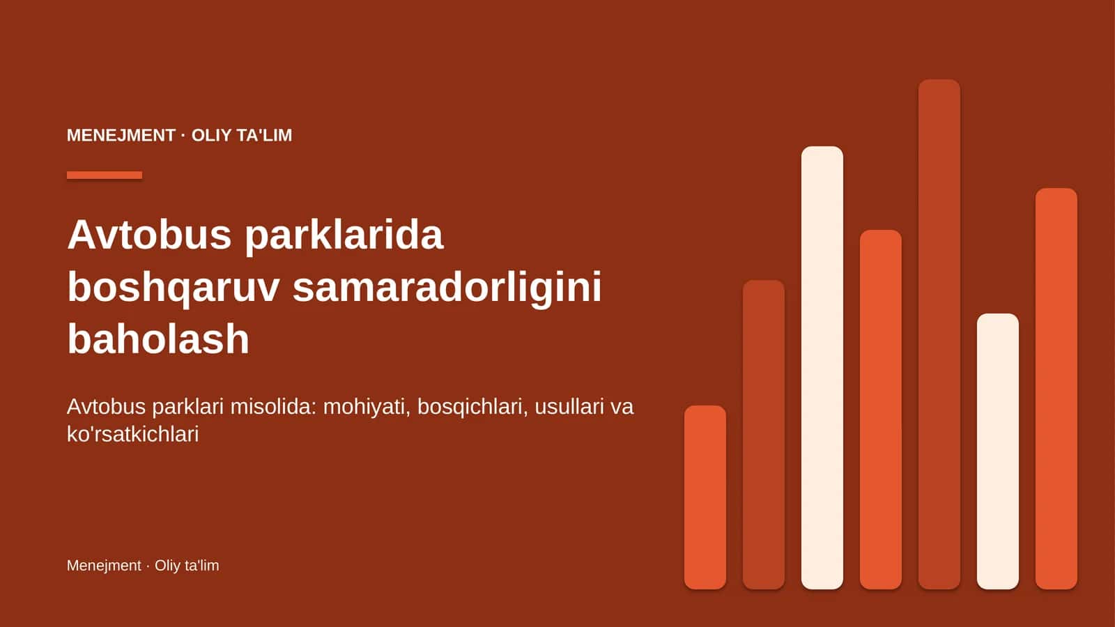 Avtobus parklarida boshqaruv samaradorligini baholash