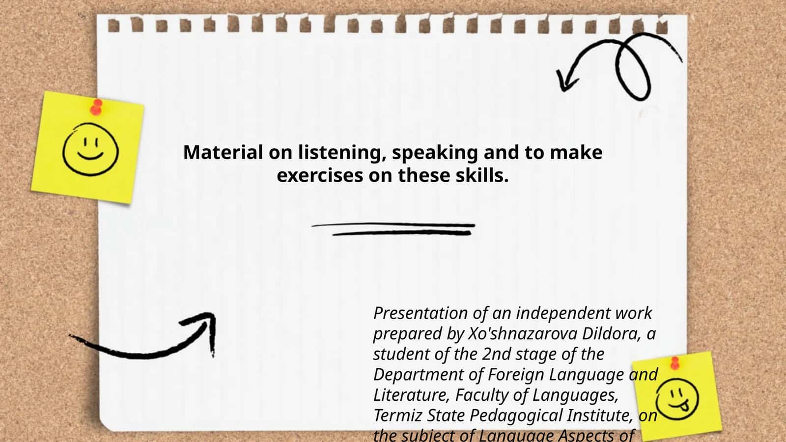 Independent work on Language Aspects of Teaching Practice by Xo'shnazarova Dildora
