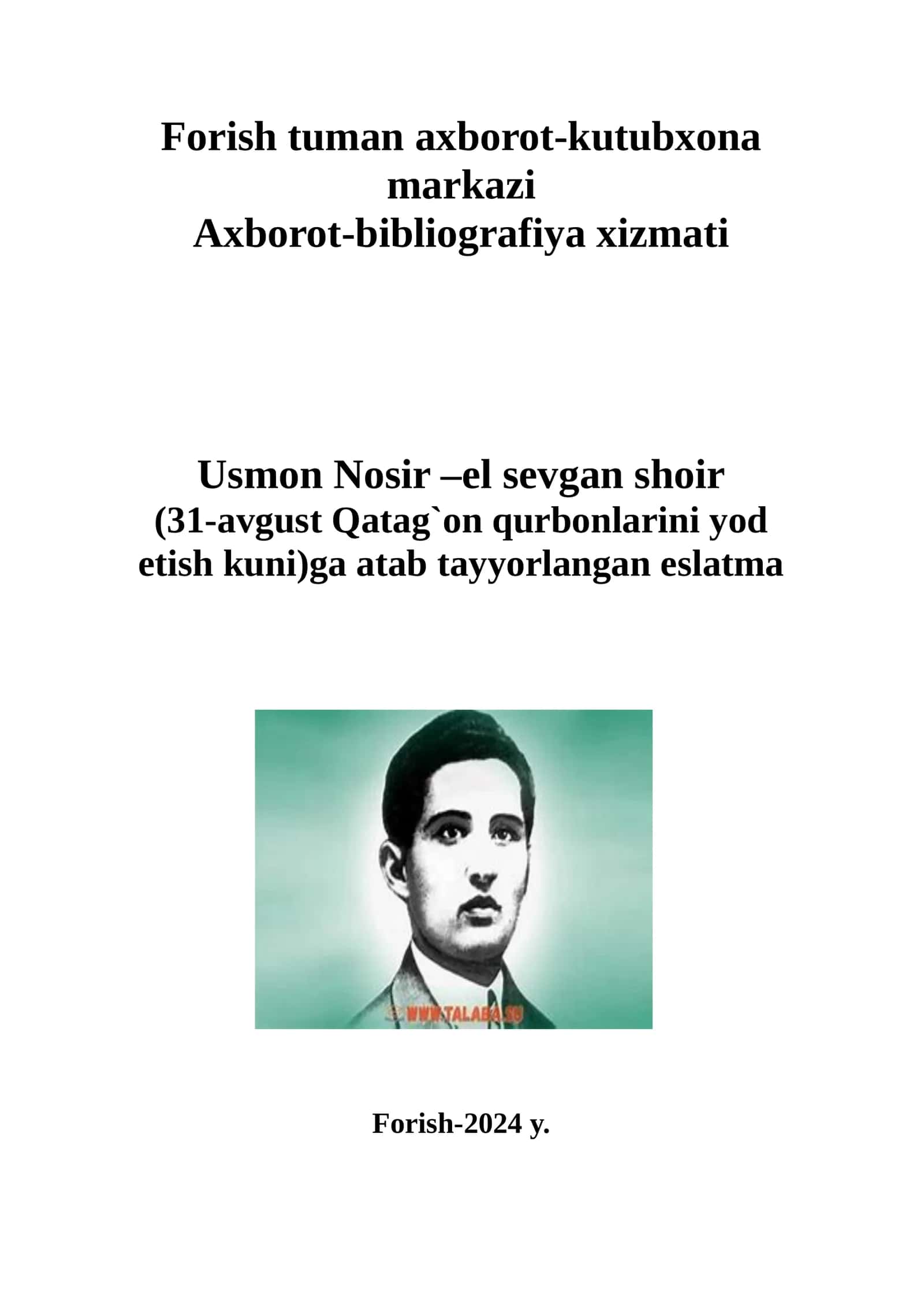Usmon Nosir –el sevgan shoir