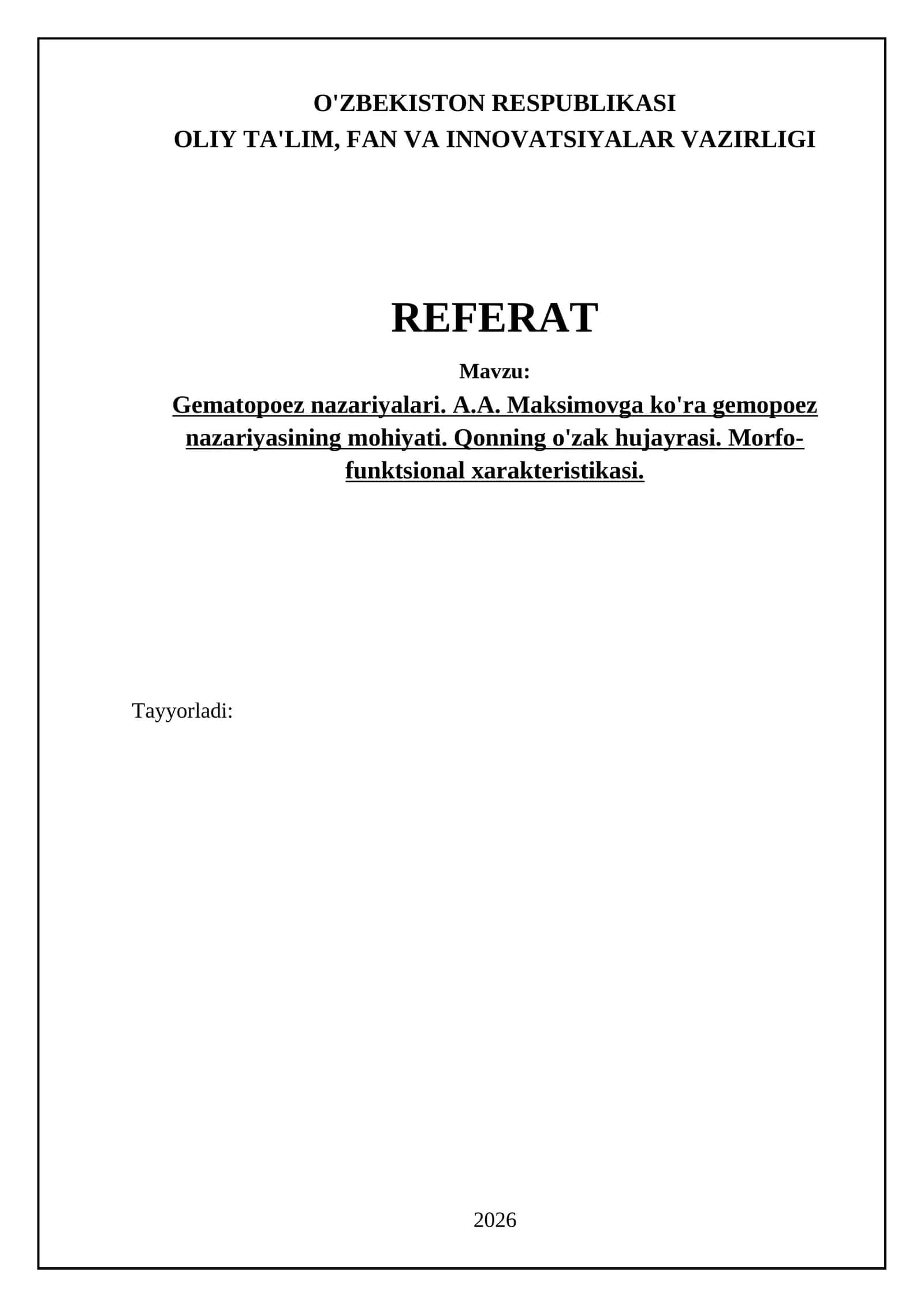 Gemopoez Nazariyasi