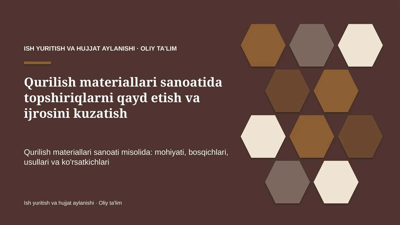 qurilish materiallari sanoatida topshiriqlarni qayd etish va ijrosini kuzatish 7640