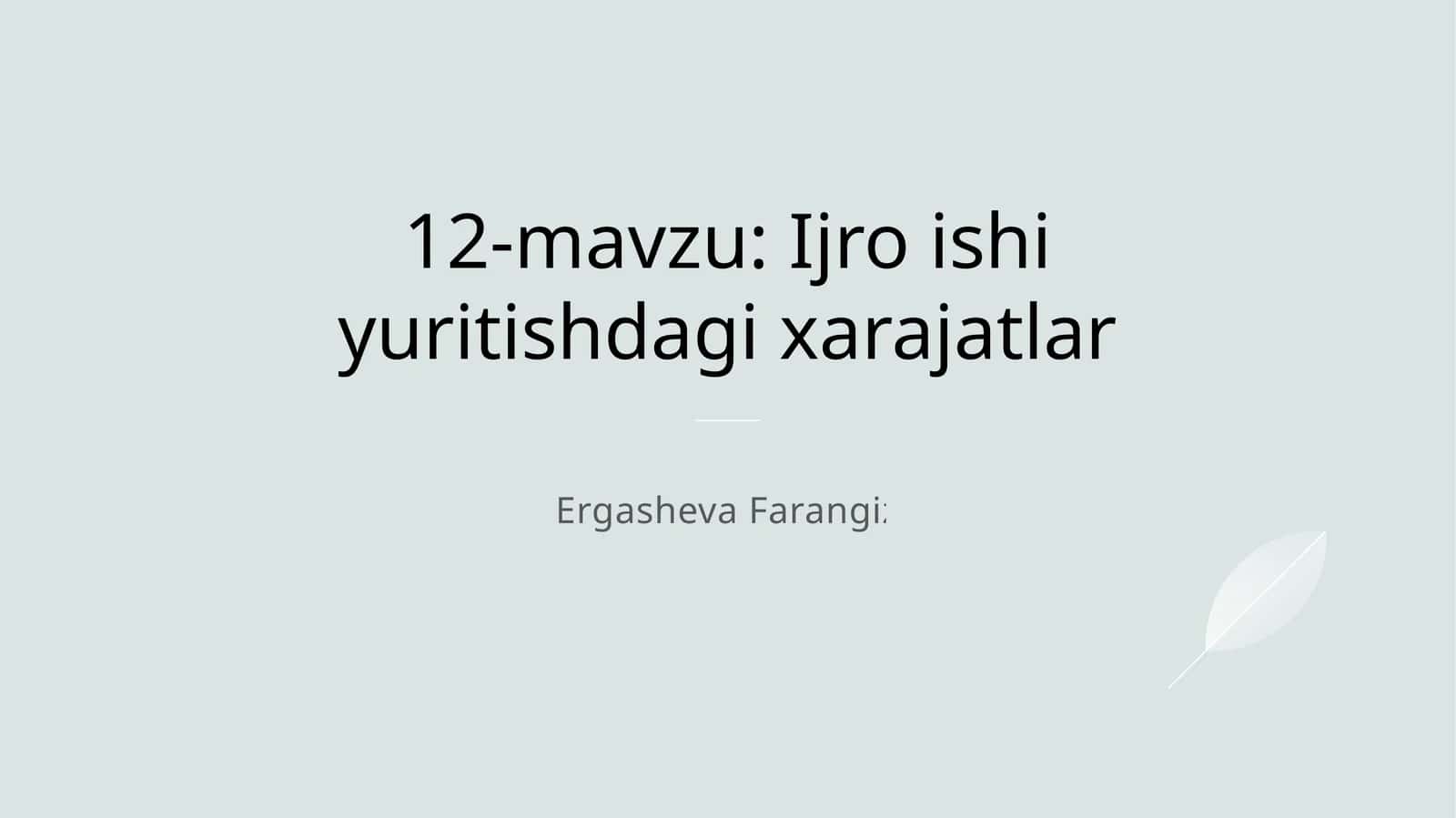 Ijro ishi yuritishdagi xarajatlar