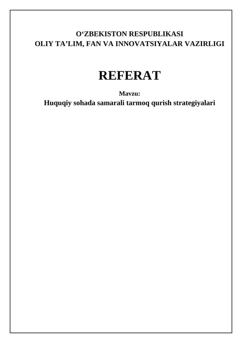 Huquqiy sohada samarali tarmoq qurish strategiyalari