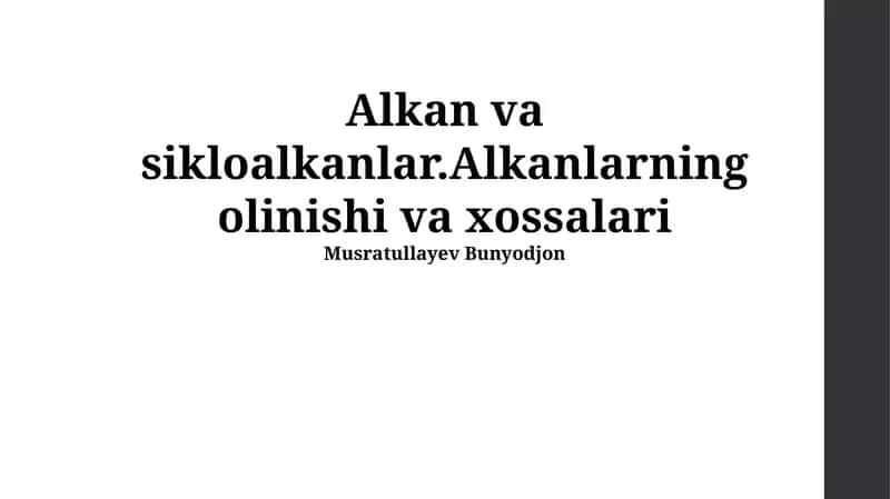 Alkan va sikloalkanlar