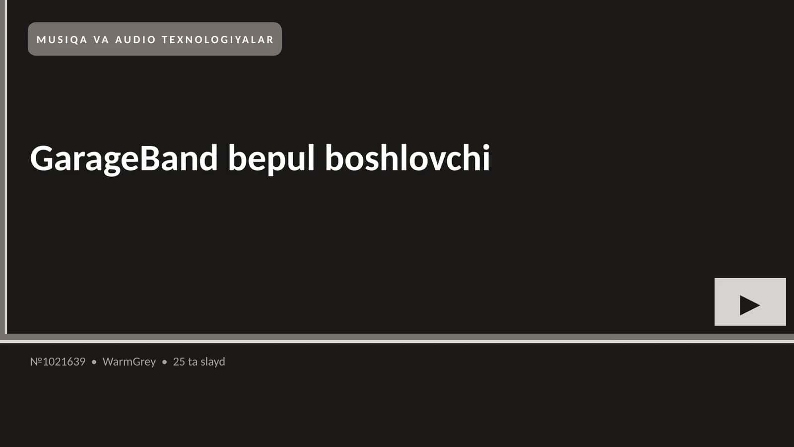MUSIQA VA AUDIO TEXNOLOGIYALAR