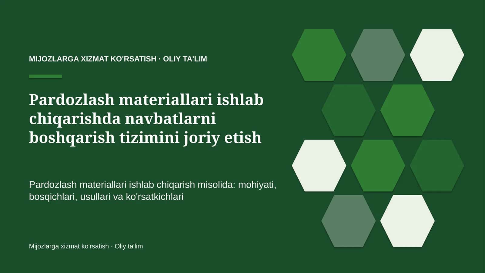 pardozlash materiallari ishlab chiqarishda navbatlarni boshqarish tizimini joriy etish 3439