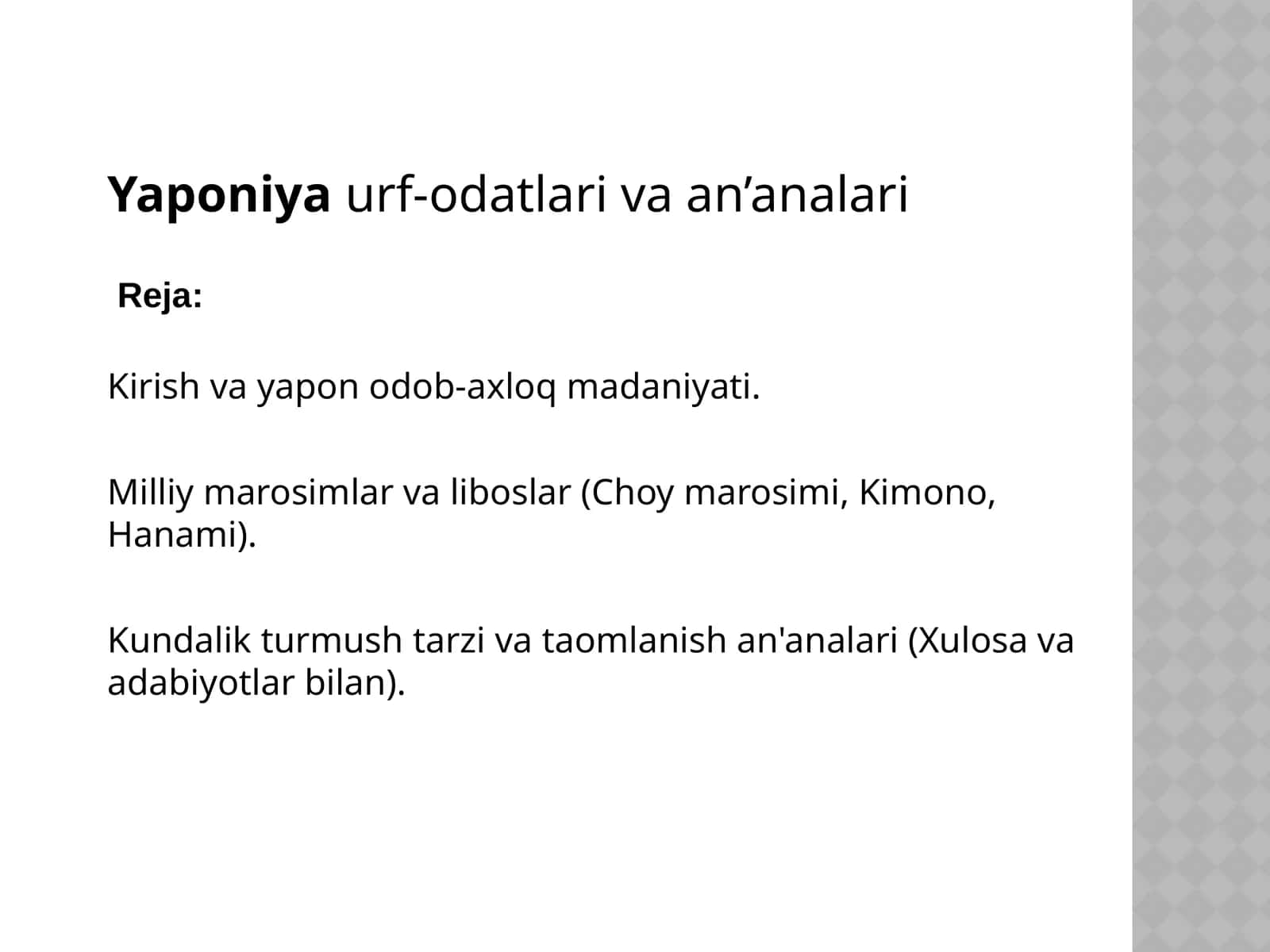 Yaponiya urf-odatlari va an’analari