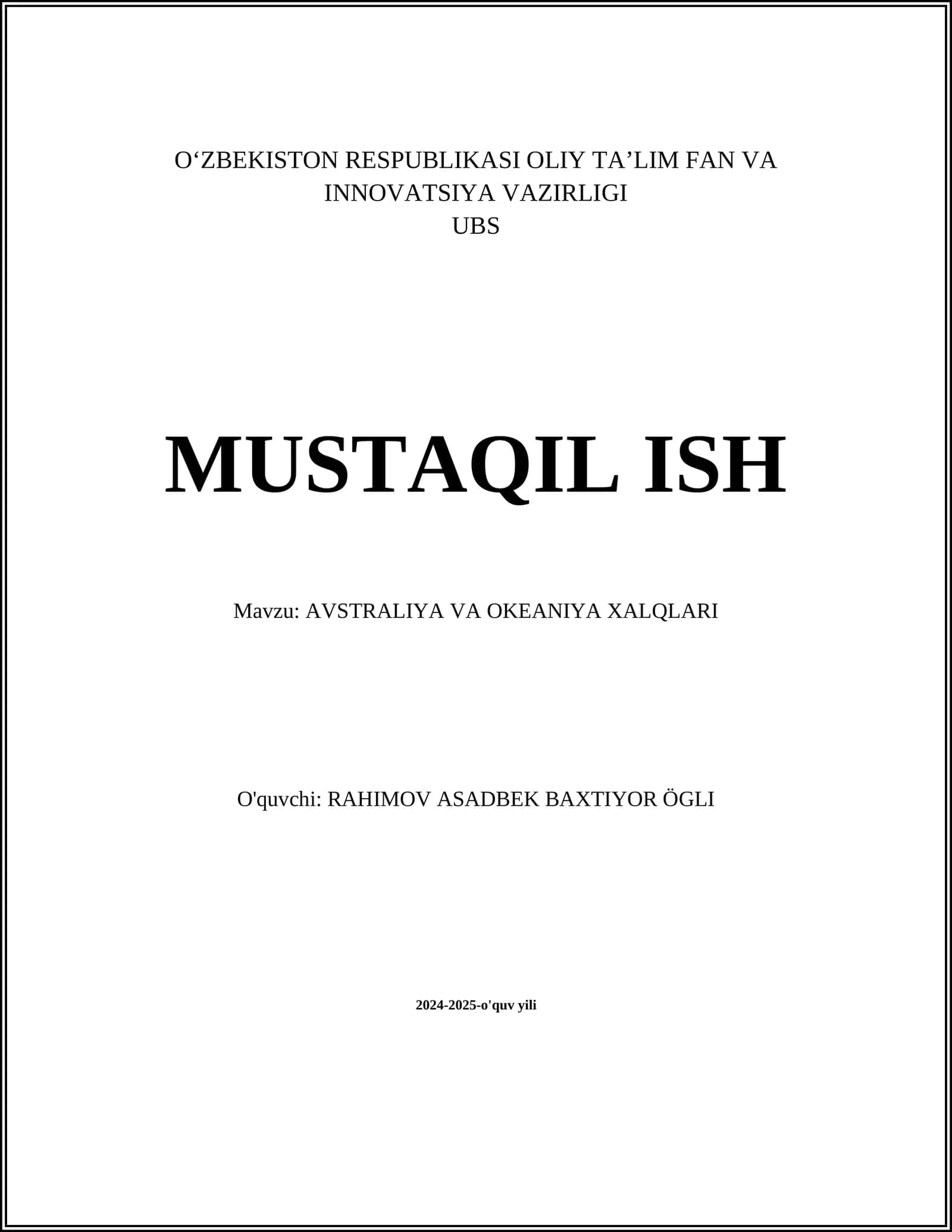 AVSTRALIYA VA OKEANIYA XALQLARI