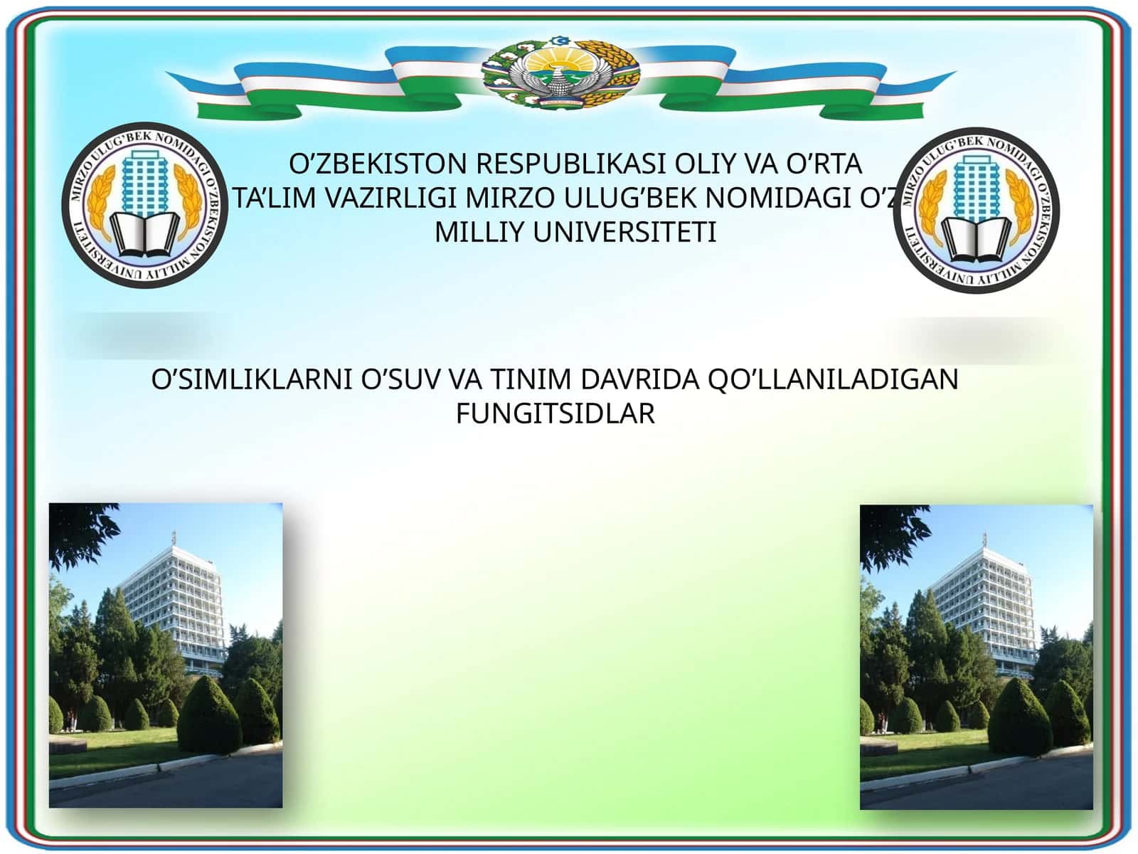 O'simliklarni O'suv va Tinim Davrida Qo'llaniladigan Fungitsidlar