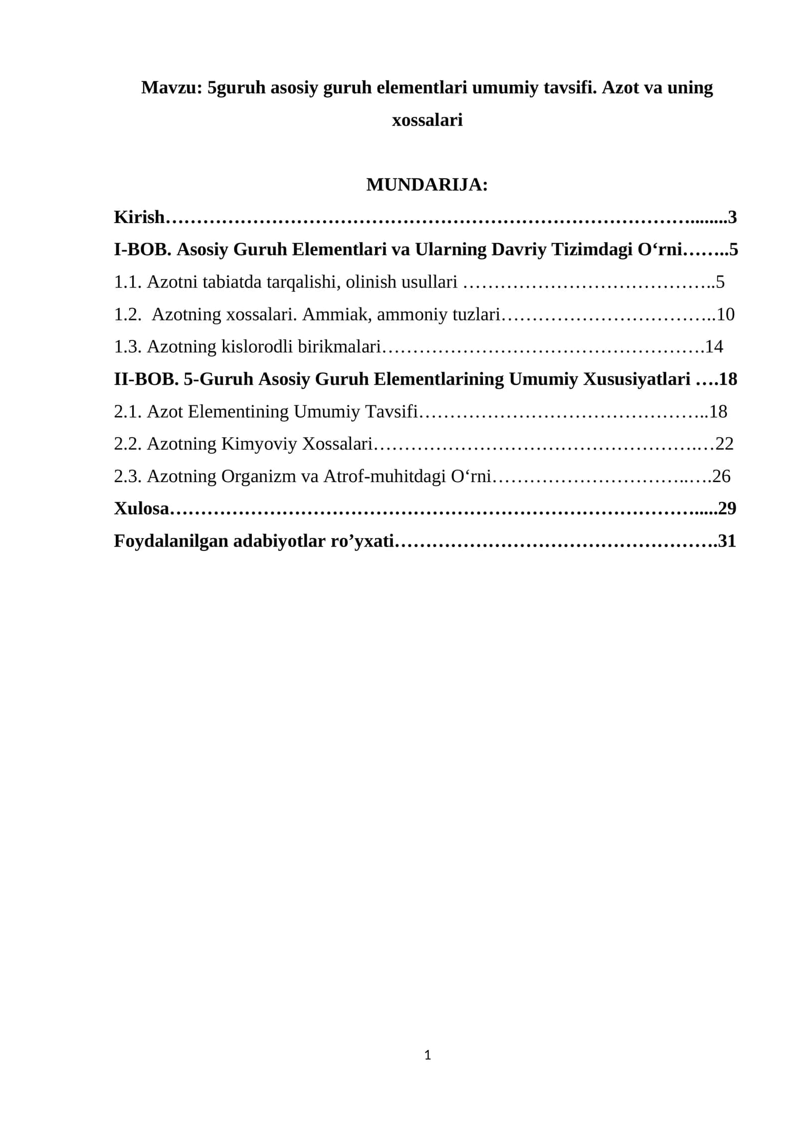 5-Guruh Asosiy Guruh Elementlari