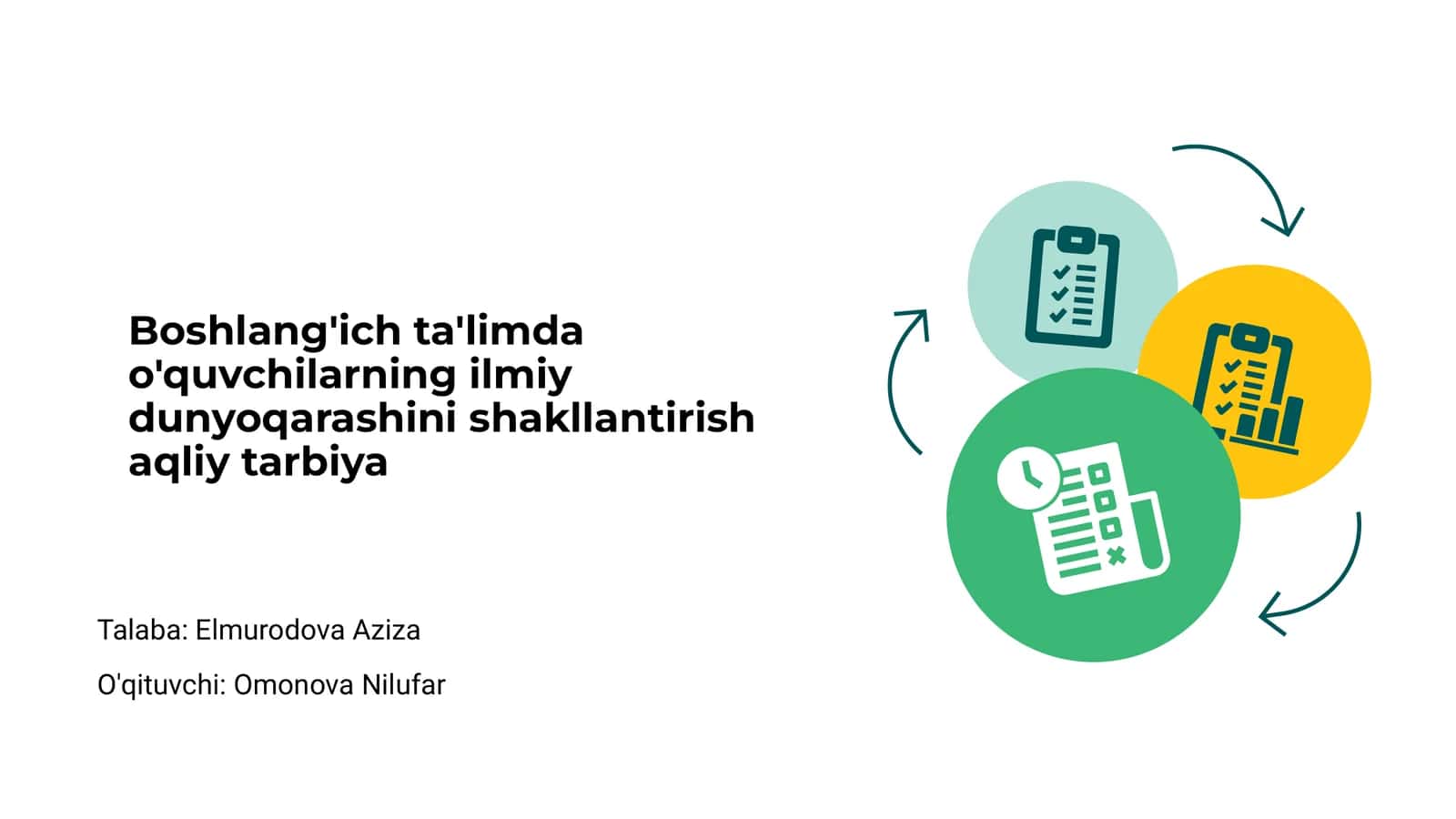 Boshlang'ich ta'limda o'quvchilarning ilmiy dunyoqarashini shakllantirish aqliy tarbiya