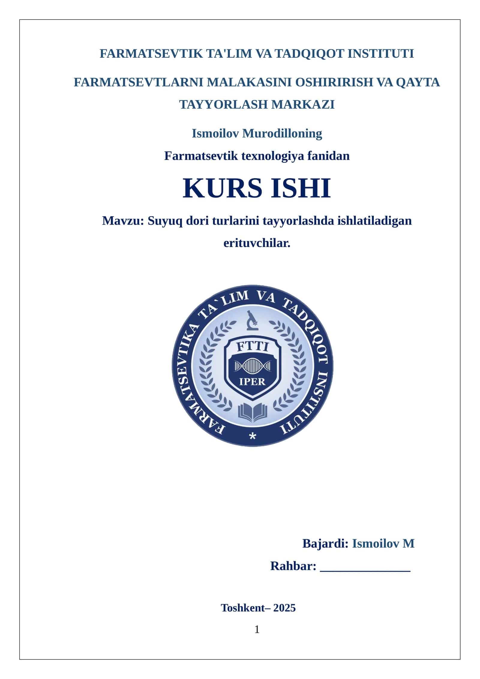 Suyuq dori turlarini tayyorlashda ishlatiladigan erituvchilar