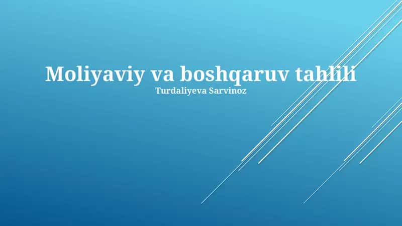 Moliyaviy va boshqaruv tahlili