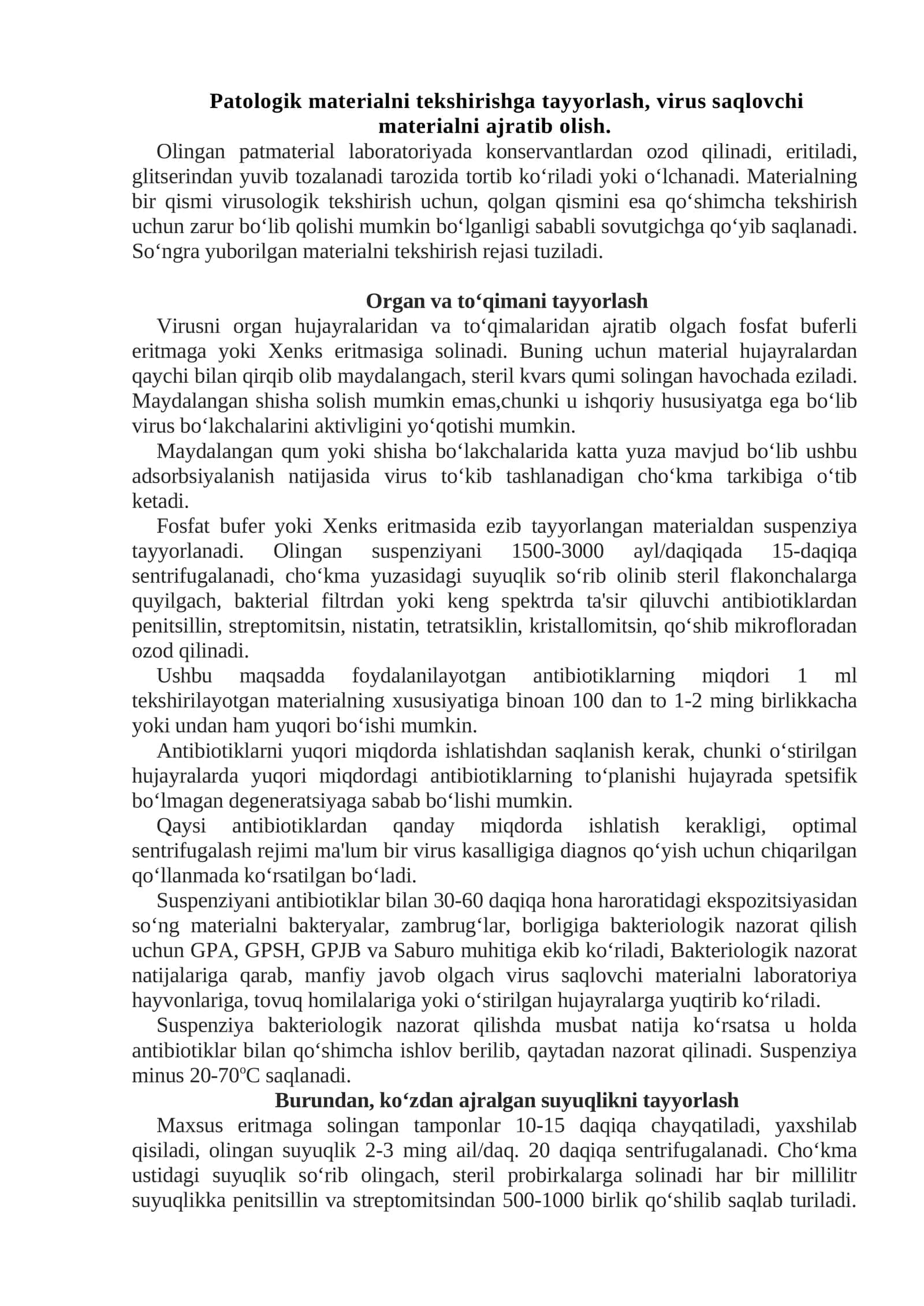 Patologik material tekshirish