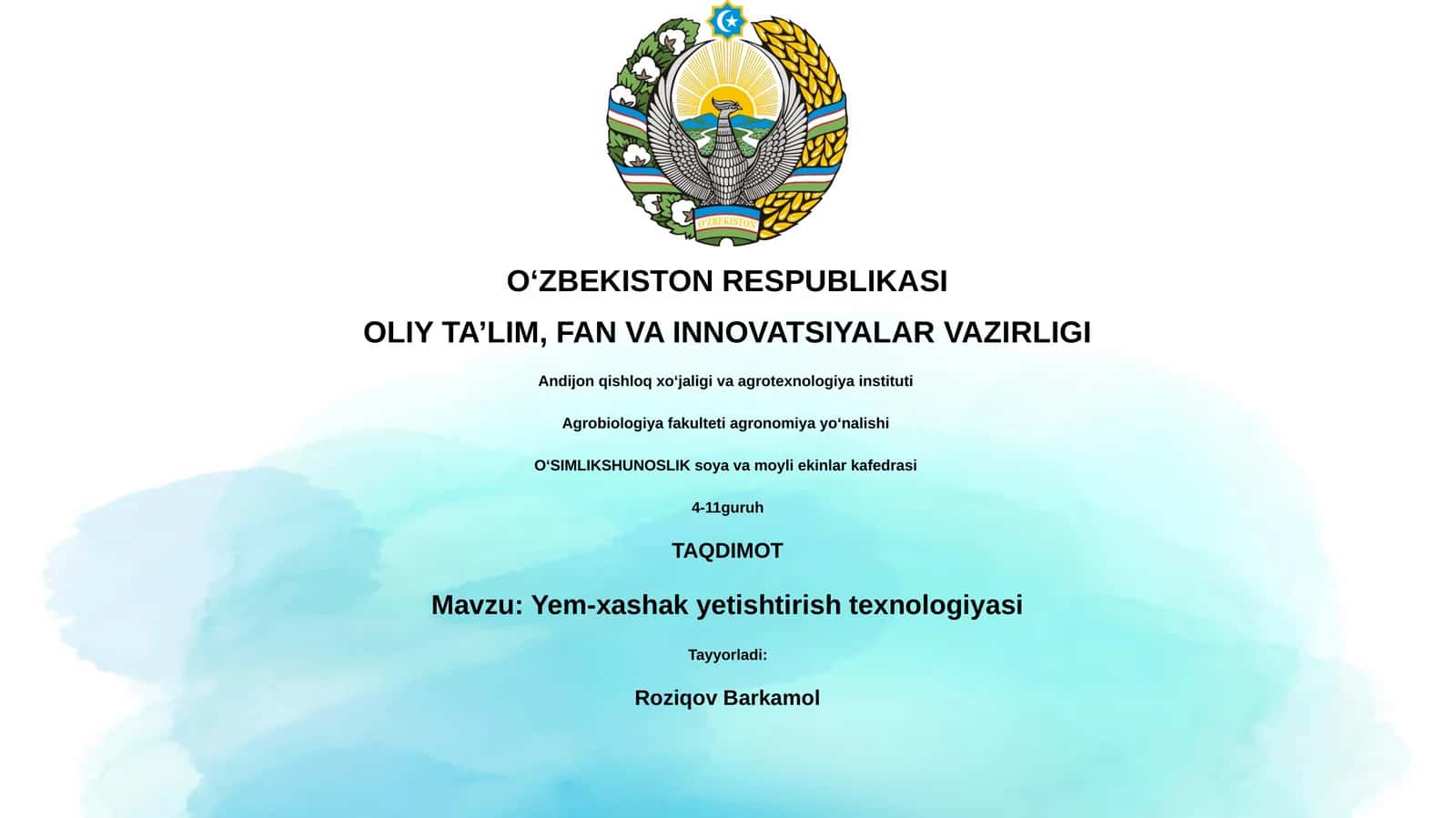 Yem-xashak yetishtirish texnologiyasi