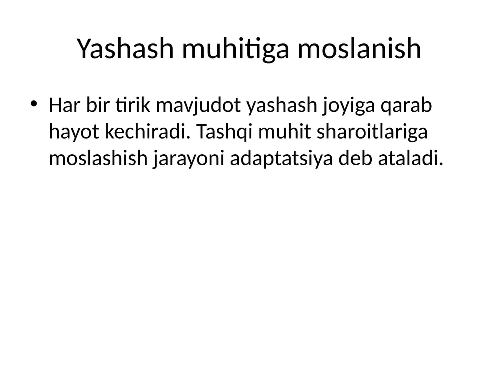 Yashash muhitiga moslanish