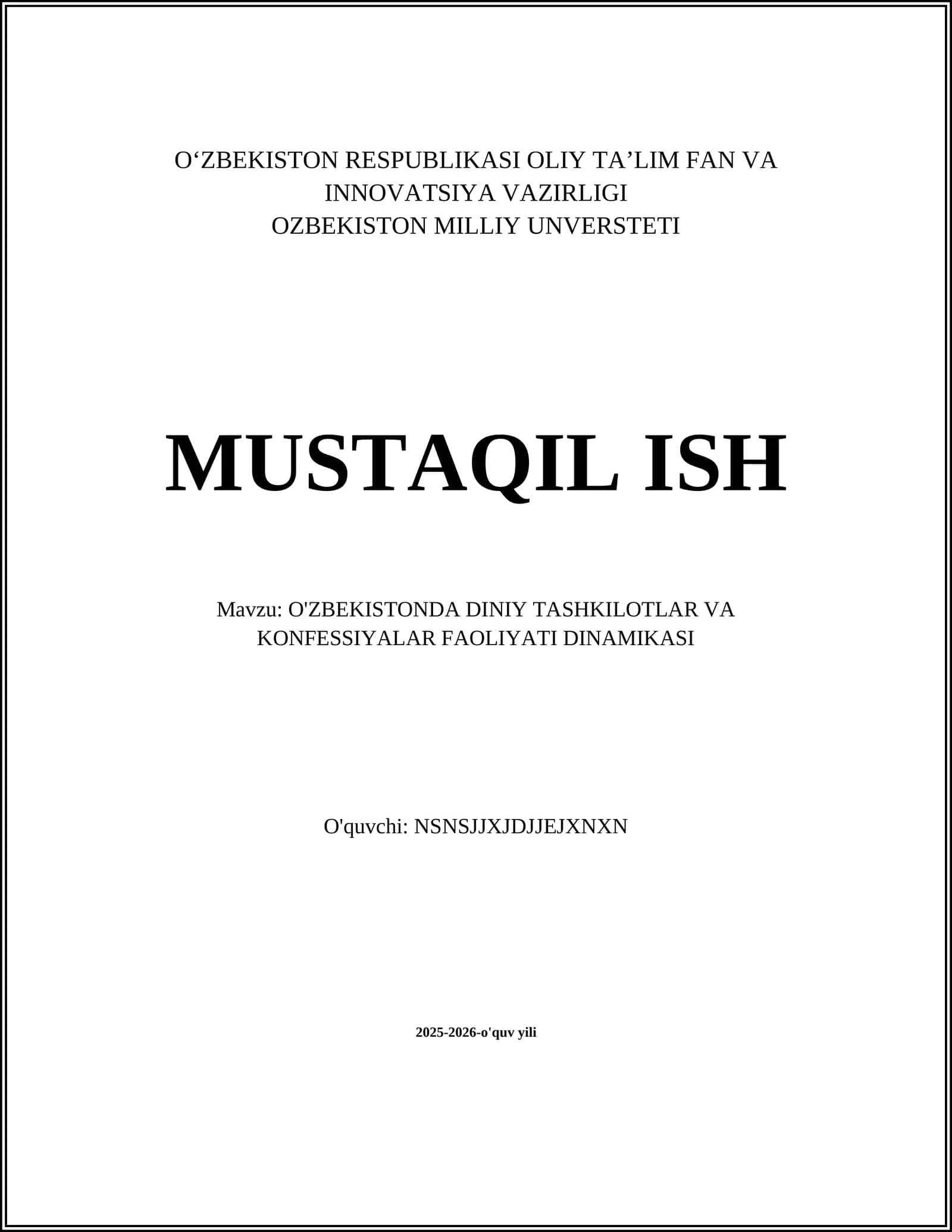 O'ZBEKISTONDA DINIY TASHKILOTLAR VA KONFESSIYALAR FAOLIYATI DINAMIKASI