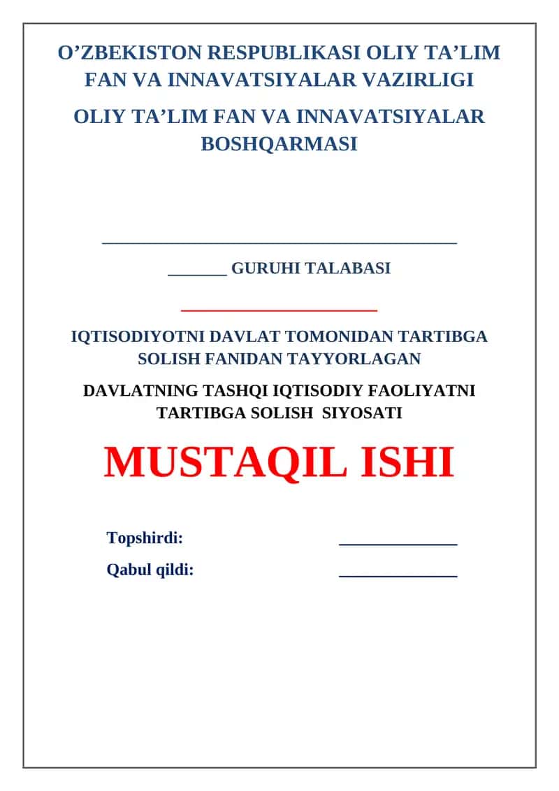 Davlatning tashqi iqtisodiy faoliyatni tartibga solish siyosati
