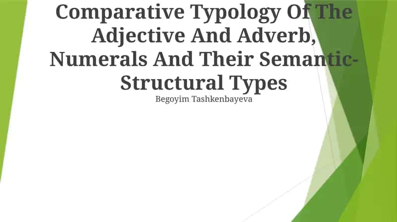 Comparative Typology Of The Adjective And Adverb