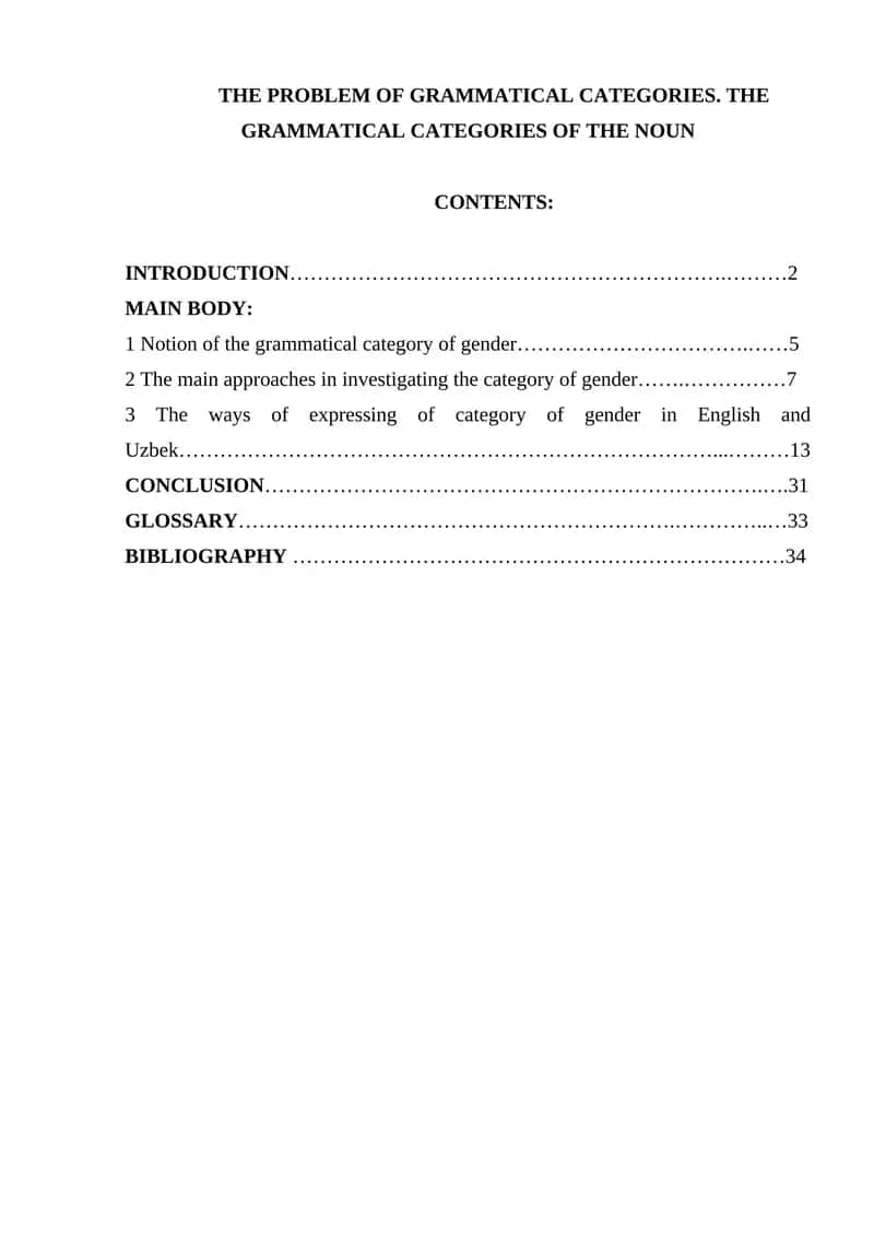 The Problem of Grammatical Categories
