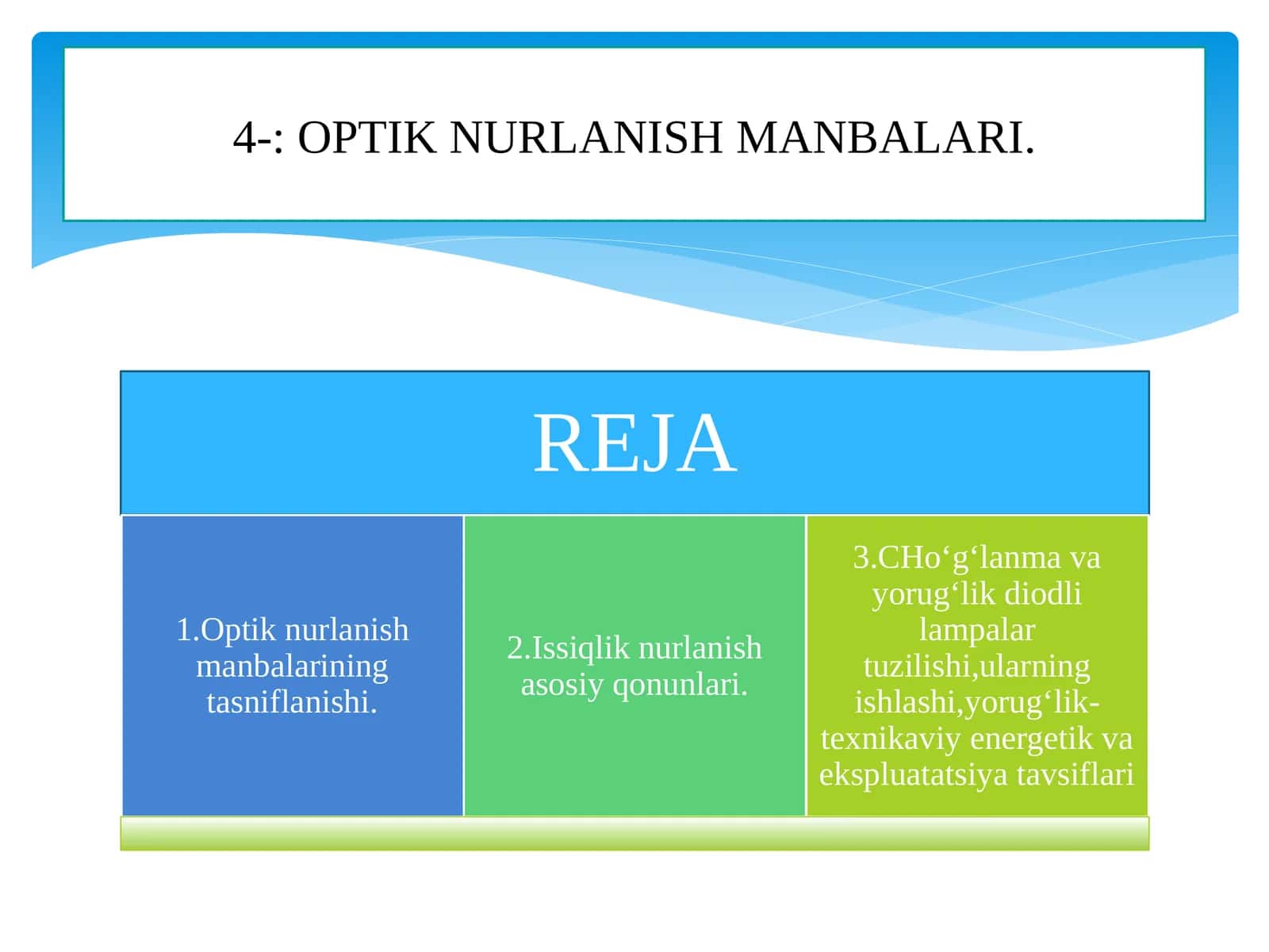 OPTIK NURLANISH MANBALARI