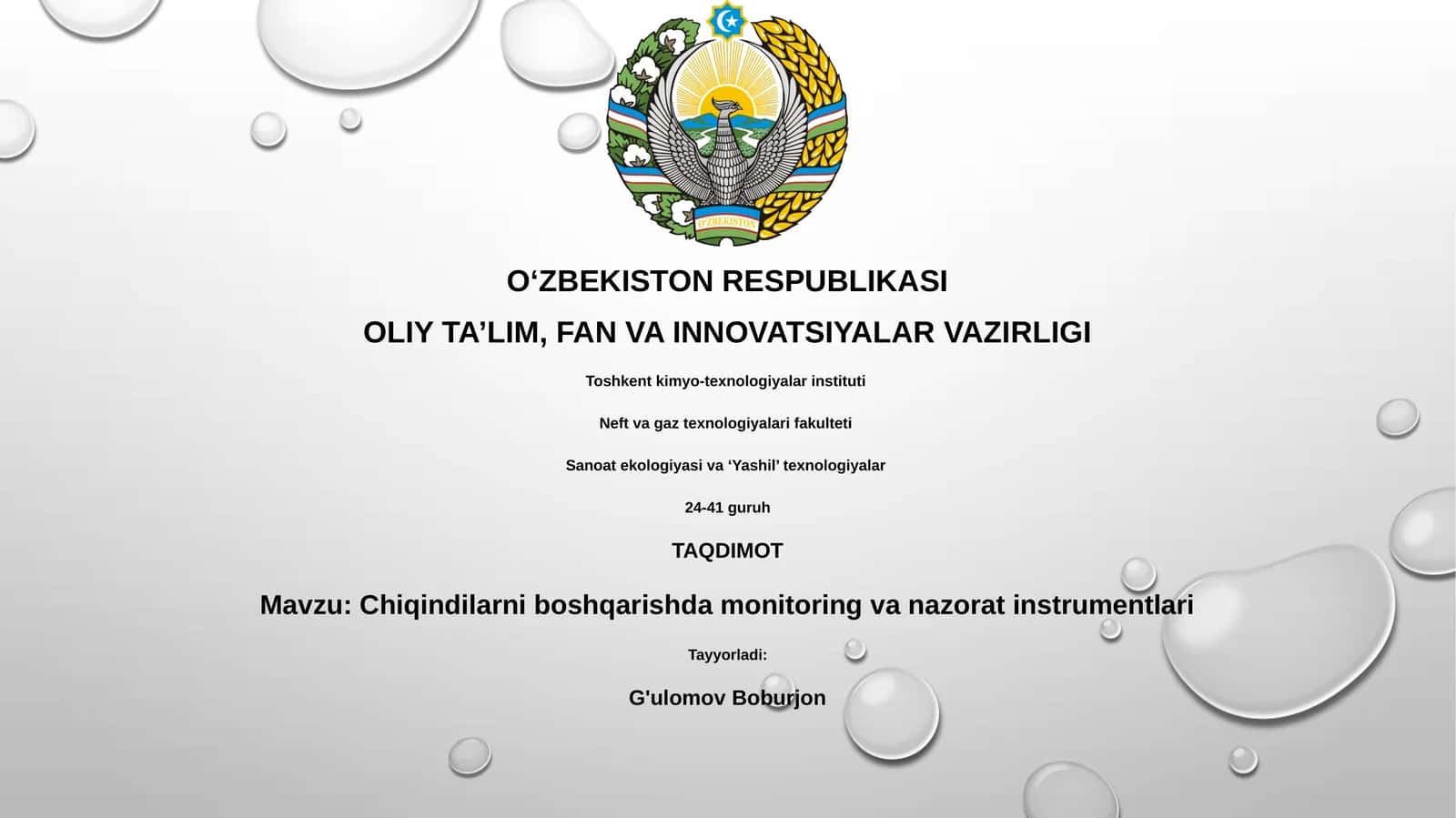 Chiqindilarni boshqarishda monitoring va nazorat instrumentlari
