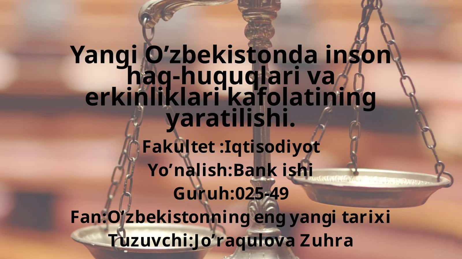 Yangi O'zbekiston dasturiga inson huquqlari va erkinliklari kafolatining yaratilishi