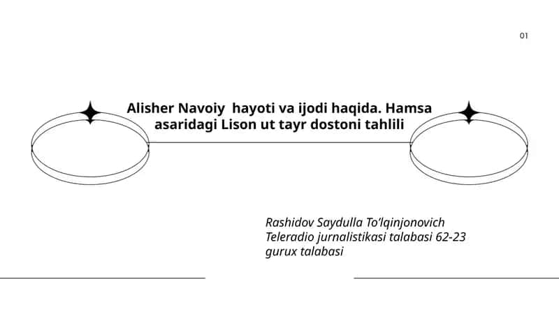Alisher Navoiy hayoti va ijodi haqida. Hamsa asaridagi Lison ut tayr dostoni tahlili