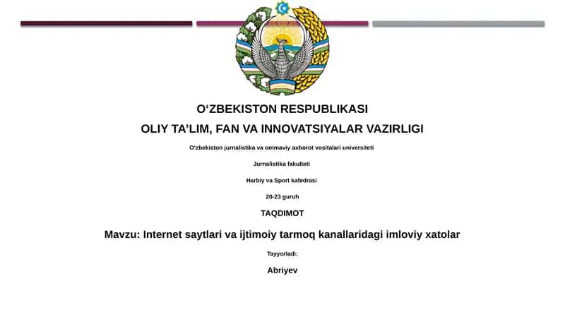 Internet saytlari va ijtimoiy tarmoq kanallaridagi imloviy xatolar