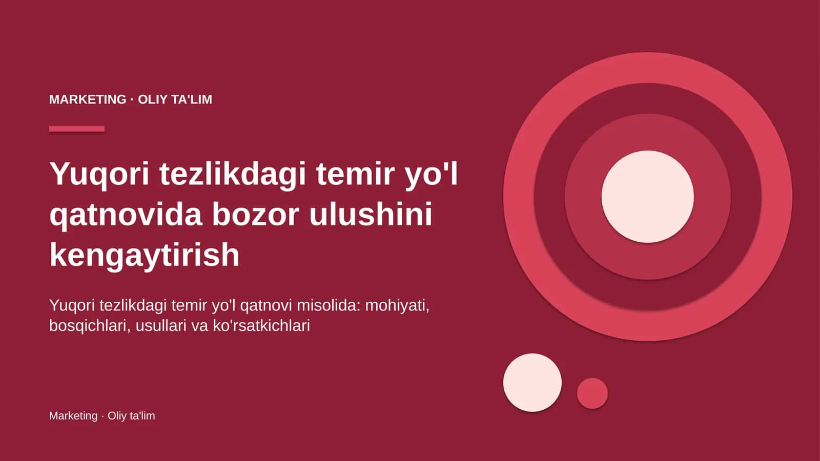 Yuqori tezlikdagi temir yo'l qatnovida bozor ulushini kengaytirish