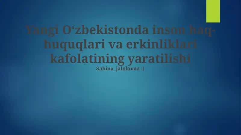Yangi O'zbekistonda Inson Haq-Huquqlari va Erkinliklari Kafolatining Yaratilishi
