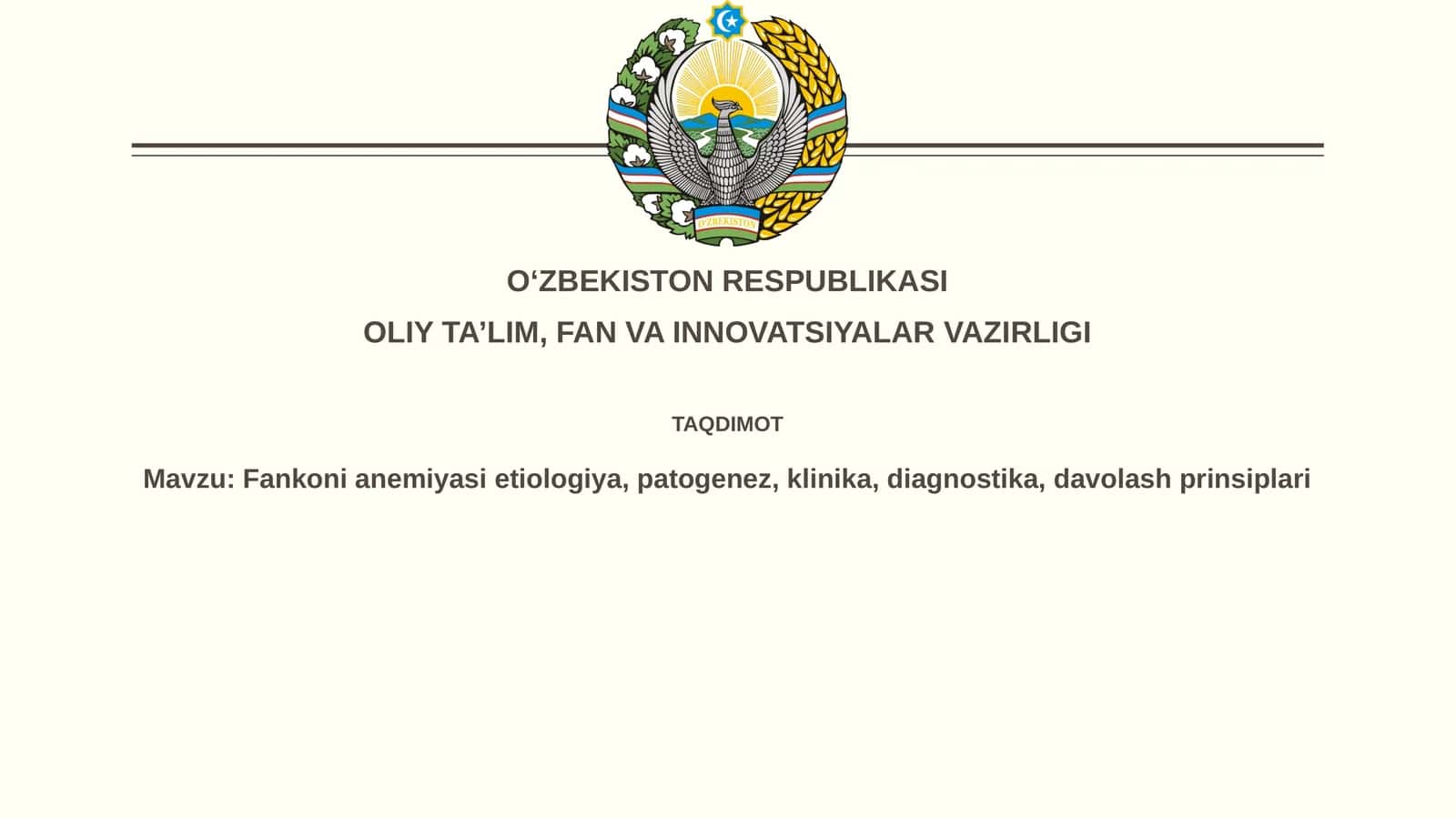 Fankonianemiyasietiologiya,patogenez,klinika,diagnostika,davolashprinsiplari