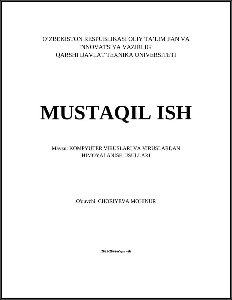 Kompyuter viruslarining turlari
