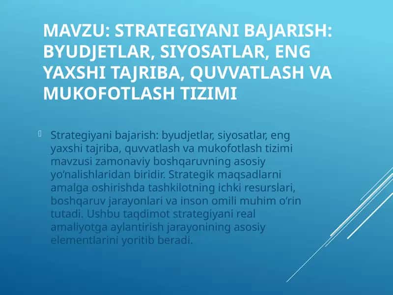 Strategiyani bajarish