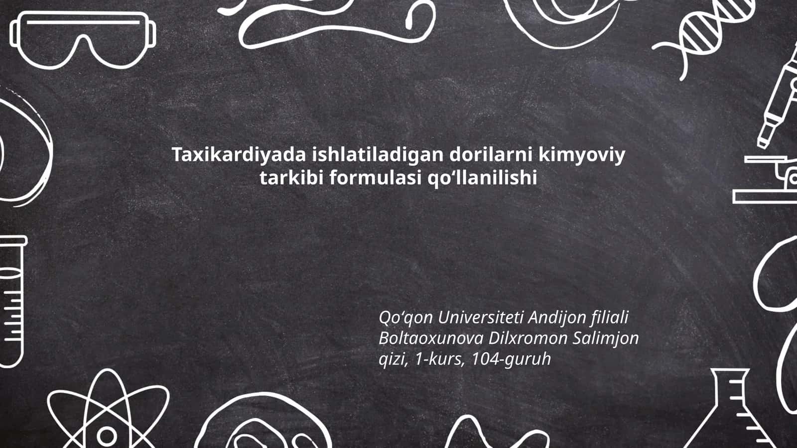 Taxikardiyada ishlatiladigan dorilarni kimyoviy tarkibi formulasi qoʻllanilishi