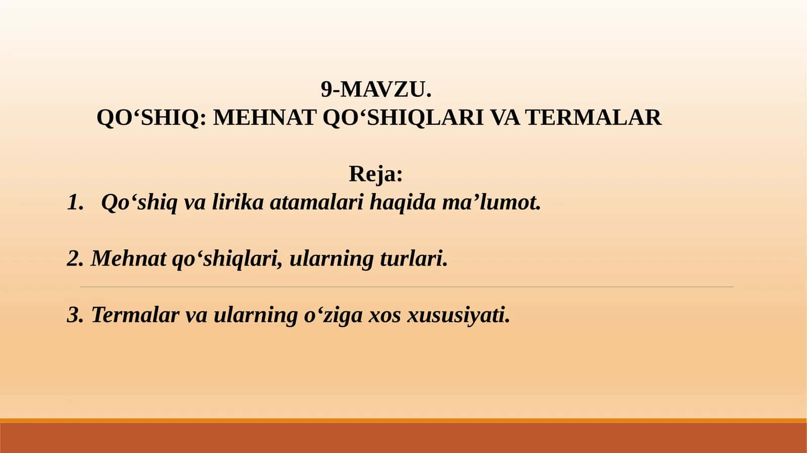 QOʻSHIQ: MEHNAT QO‘SHIQLARI VA TERMALAR