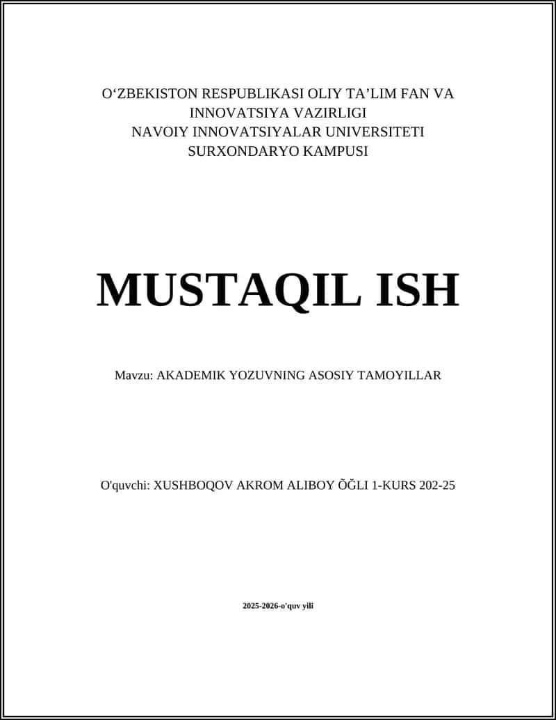 AKADEMIK YOZUVNING ASOSIY TAMOYILLAR