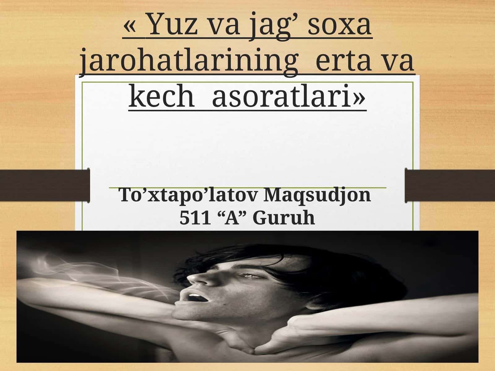 Yuz va jag’ soxa jarohatlarining erta va kech asoratlari