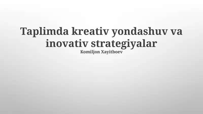 Taplimda Kreativ Fikrlash