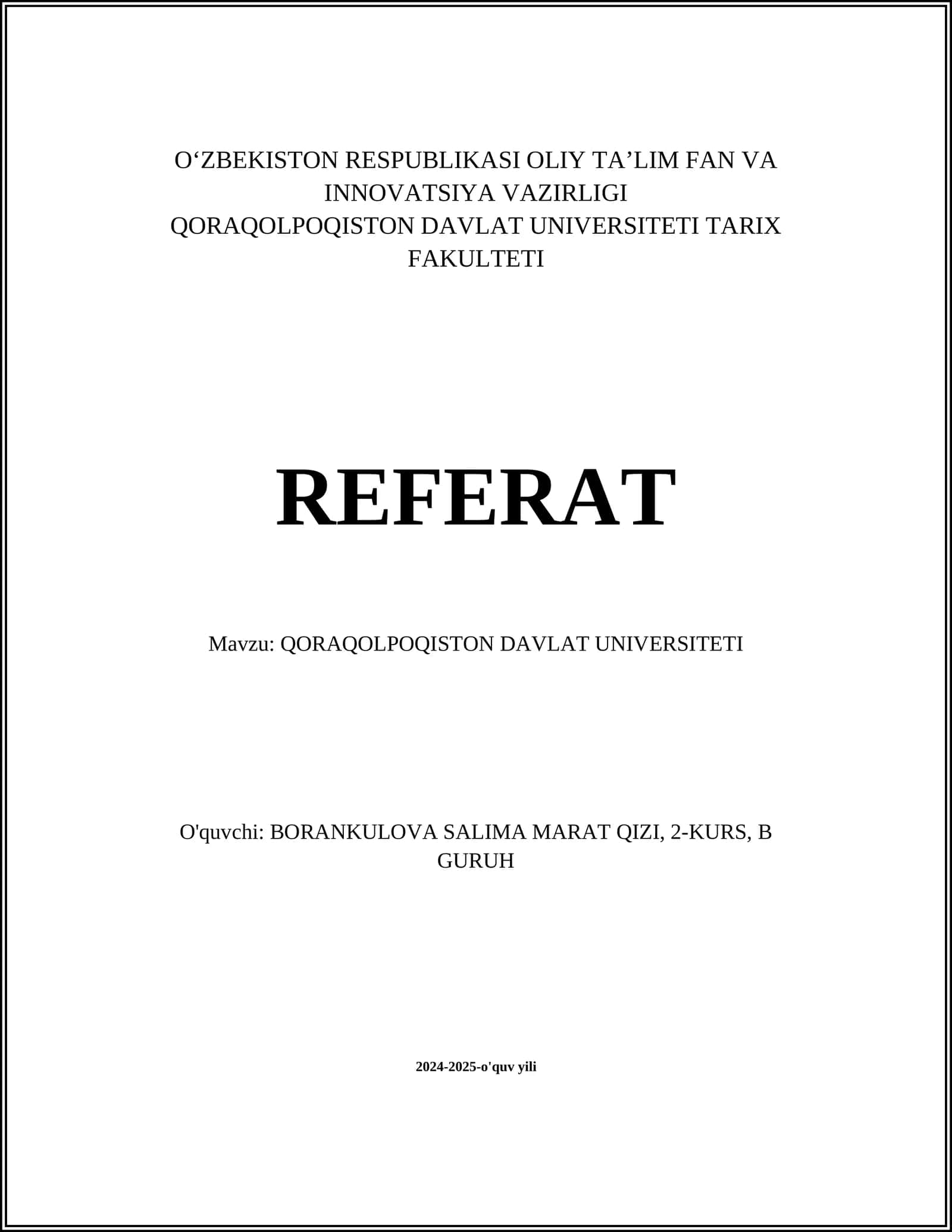 QORAQOLPOQISTON DAVLAT UNIVERSITETI