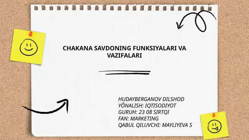 CHAKANA SAVDONING FUNKSIYALARI VA VAZIFALARI