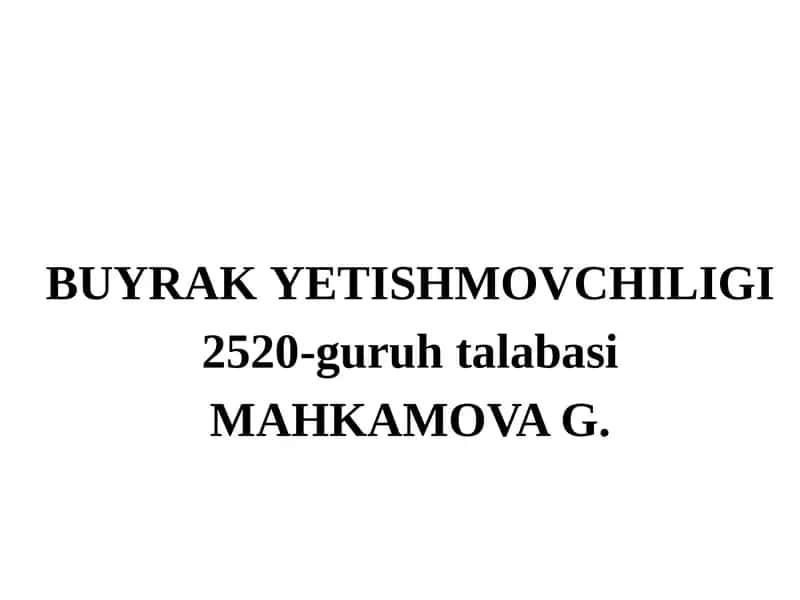 SURUNKALI BUYRAKYETISHMOVCHILIGI