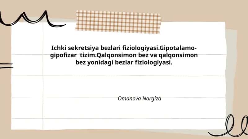 Ichki sekretsiya bezlari fiziologiyasi