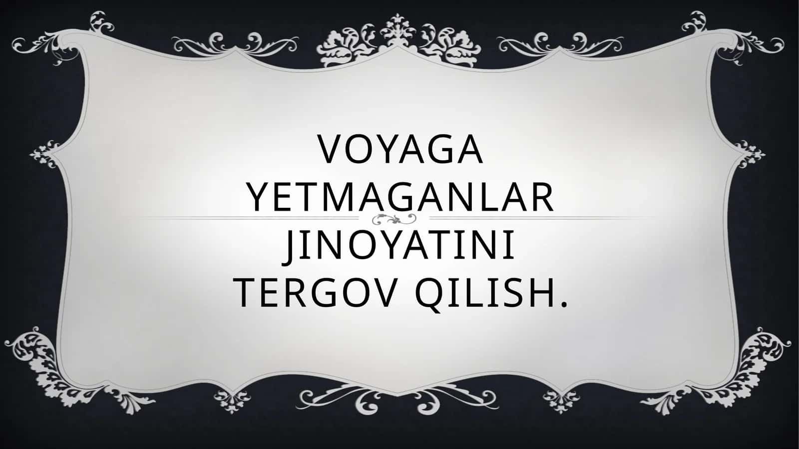 Jinoyatning kriminalistiktasnifi