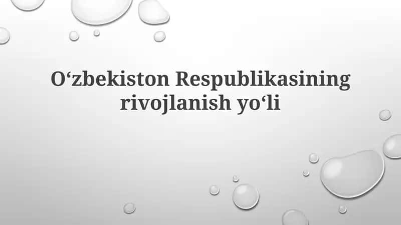 Oʻzbekiston Respublikasining rivojlanish yoʻli