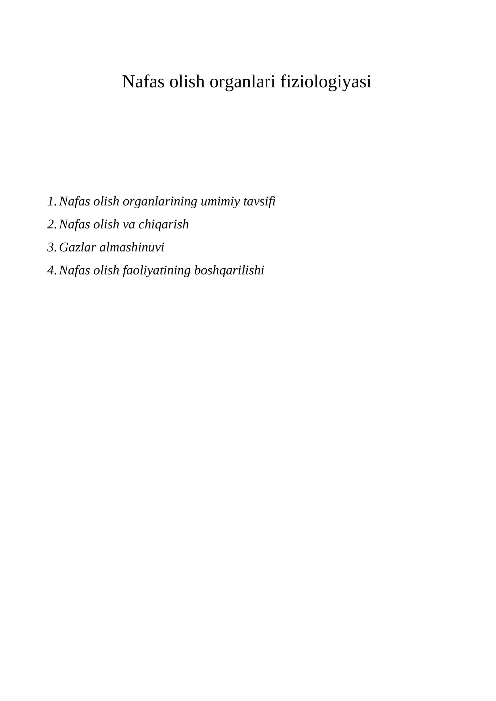 Nafas olish organlari fiziologiyasi