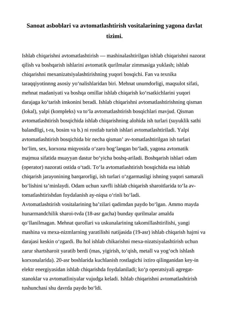 Avtomatlashtirish vositalari