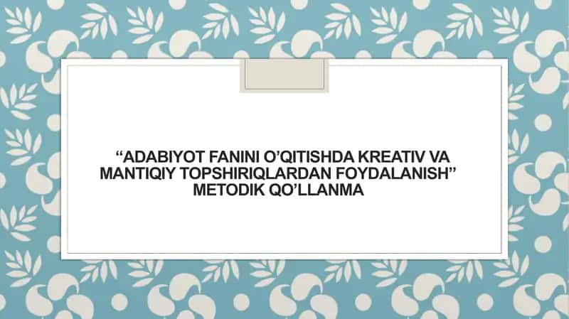 METODIK QO'LLANMA