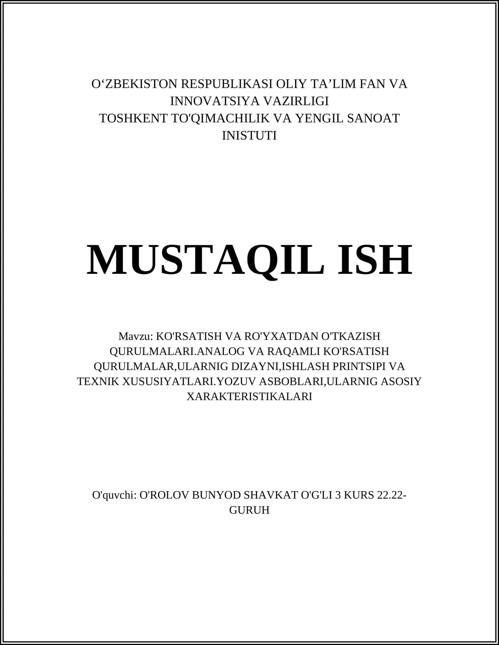 Analog ko'rsatish qurilmalari